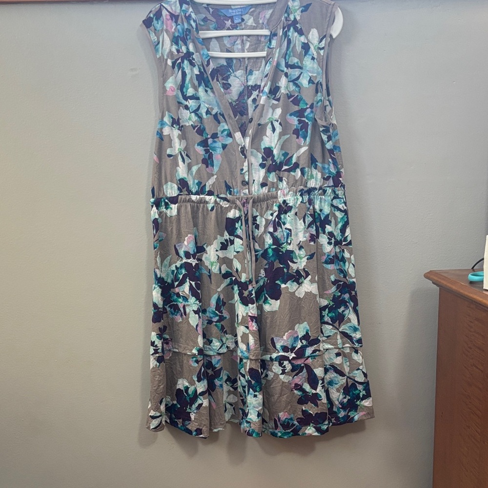 Simply Vera Vera Wang Floral Midi Dress in Brown and Blue